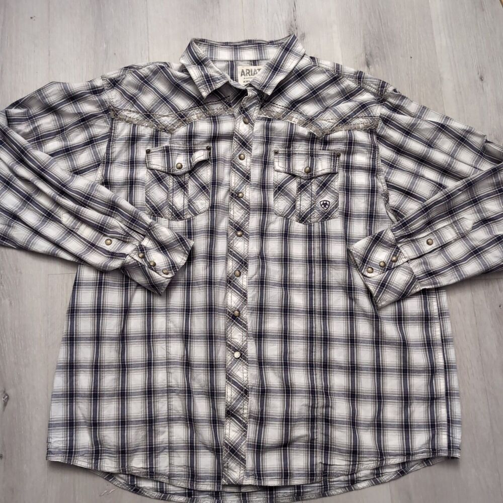 ARIAT Retro Fit Shirt Mens 3XL Plaid Long Sleeve Ariat Shirt